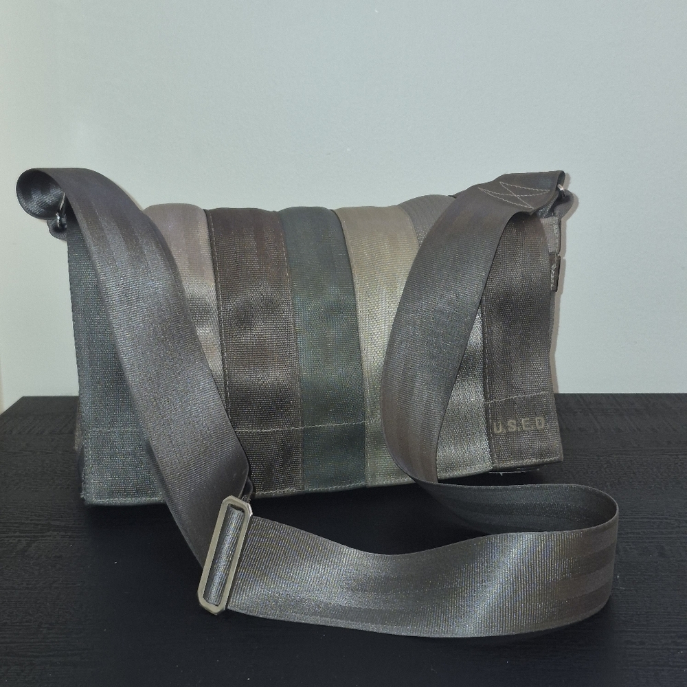 U.S.E.D. Upcycled Seatbelt Large Crossbody Bag Eco-Friendly Handmade in Canada